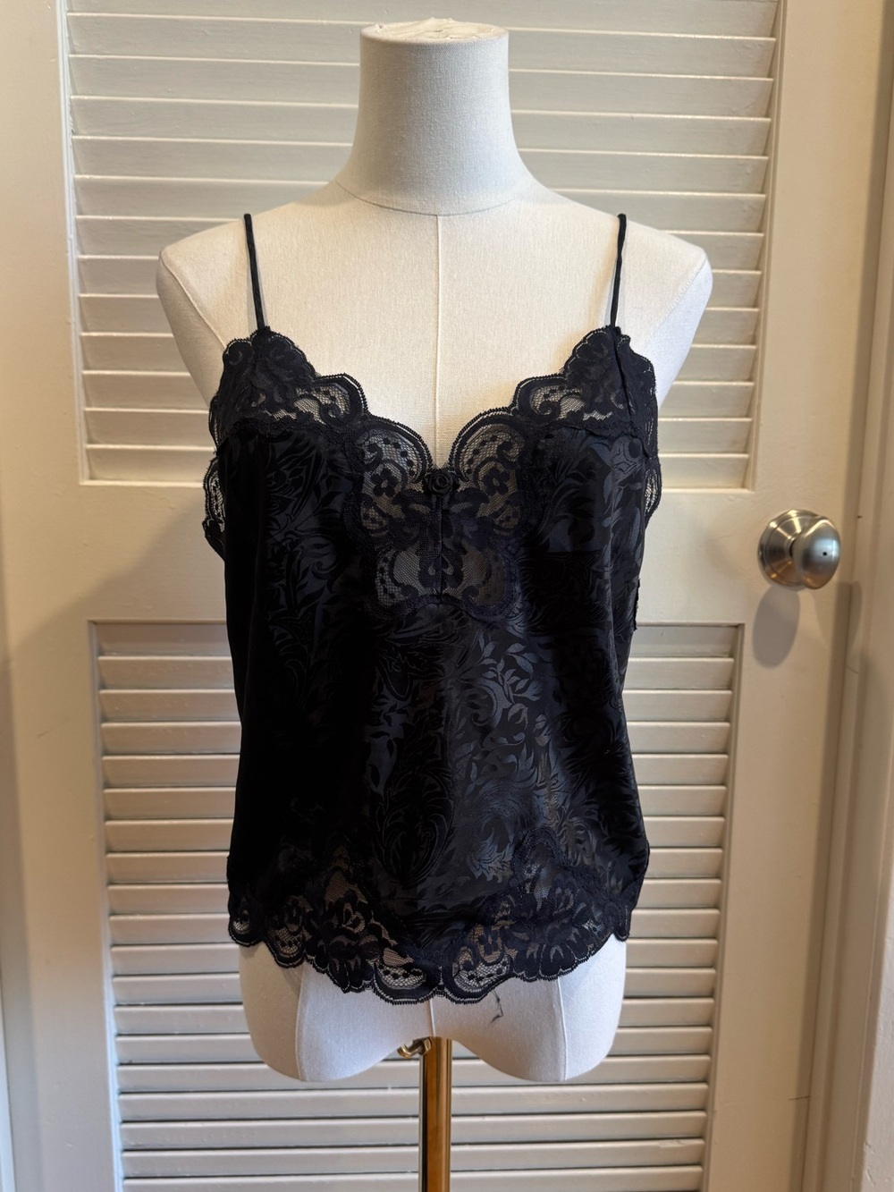Vintage black Deena satin lace lingerie camisole